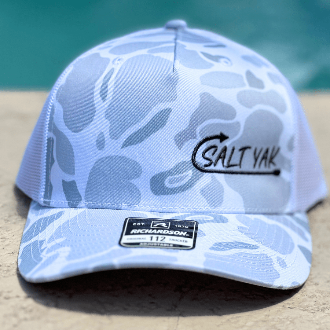 Grey Camo & White Mesh Richardson 112 – Salt Yak Stealth Hat - salt - yak - fishing - charters