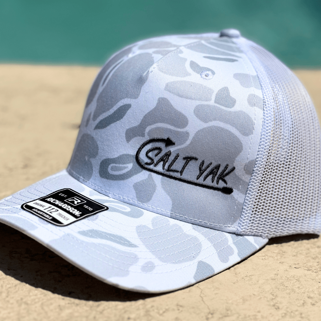 Grey Camo & White Mesh Richardson 112 – Salt Yak Stealth Hat - salt - yak - fishing - charters