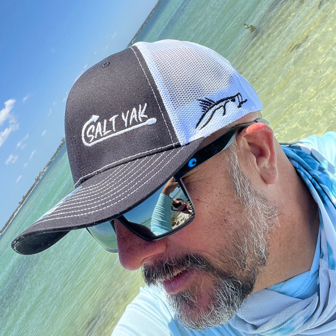 Black Trucker Style Logo Mesh Hat by Richardson - salt - yak - fishing - charters